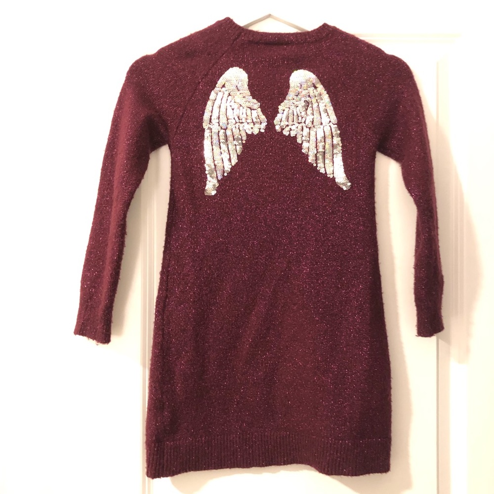 Girls Sequin Angel Wing Sweater Dress
